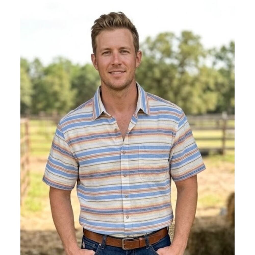 Panhandle Shirt Men Large Striped Cotton Button Down Western Cowboy Boho Retro